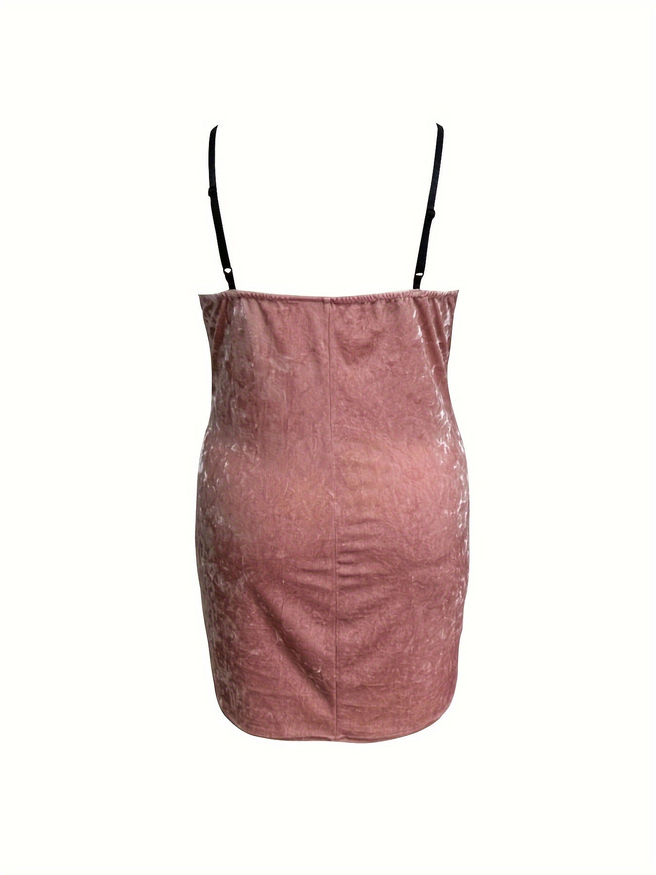 Sexy Nightdress Lace Trim V Neck Bodycon Velvet Cami Sleep Dress