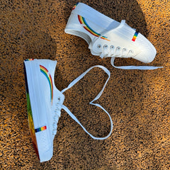 Women's Rainbow Pattern Canvas Shoes Casual Lace Up Outdoor Sneakers