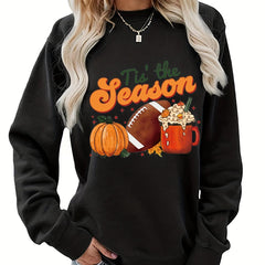 Halloween Print Sweatshirt Crew Neck Long Sleeve Casual Pullover for Women