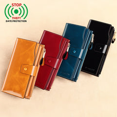 Women's Vintage Style Long Leather Wallet Classic Solid Wallet
