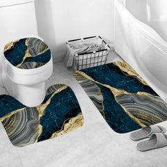 Marble Shower Curtain Set Abstract Waterproof Fabric Bathroom Tub Decor