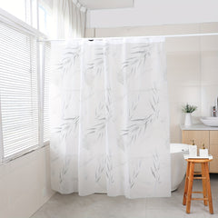 Gray Bamboo Leaf Pattern Shower Curtain Waterproof