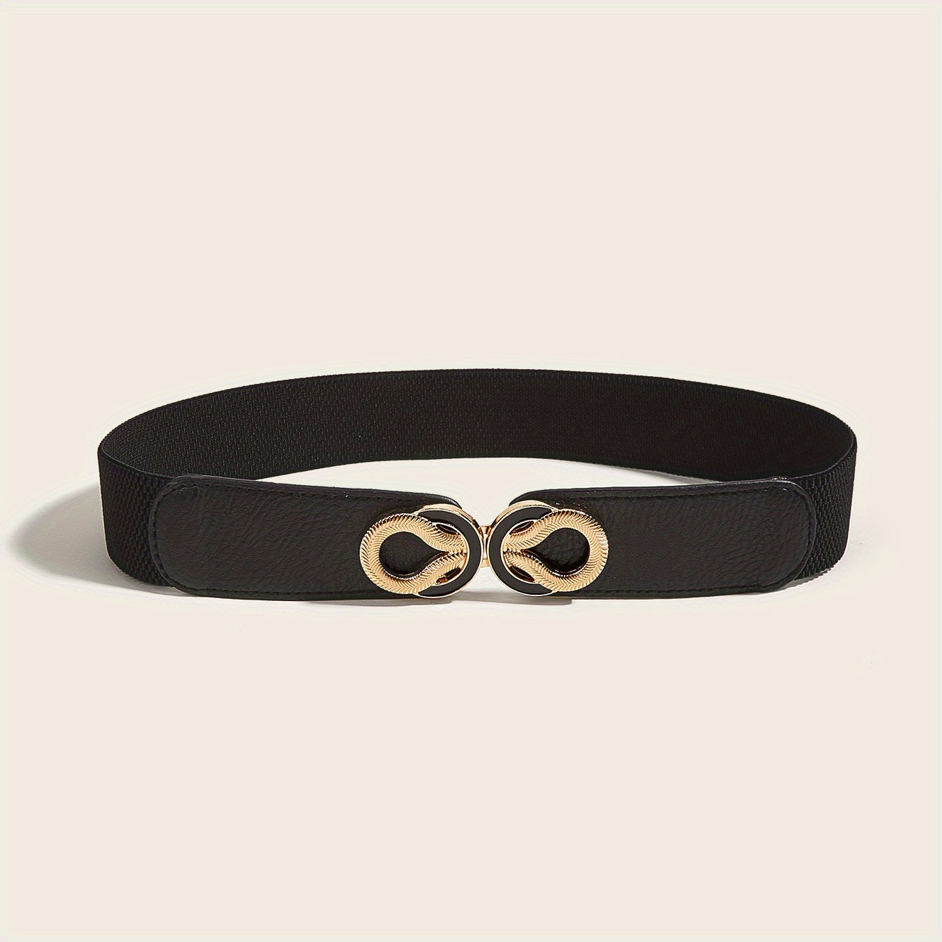 Double Snake Buckle Elastic Belt Wide Waistband Vintage Girdle