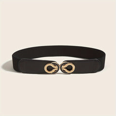 Double Snake Buckle Elastic Belt Wide Waistband Vintage Girdle