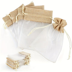 30pcs Burlap Gift Bag Mesh Candy Favour Jewelry Pouches 10x15cm Drawstring