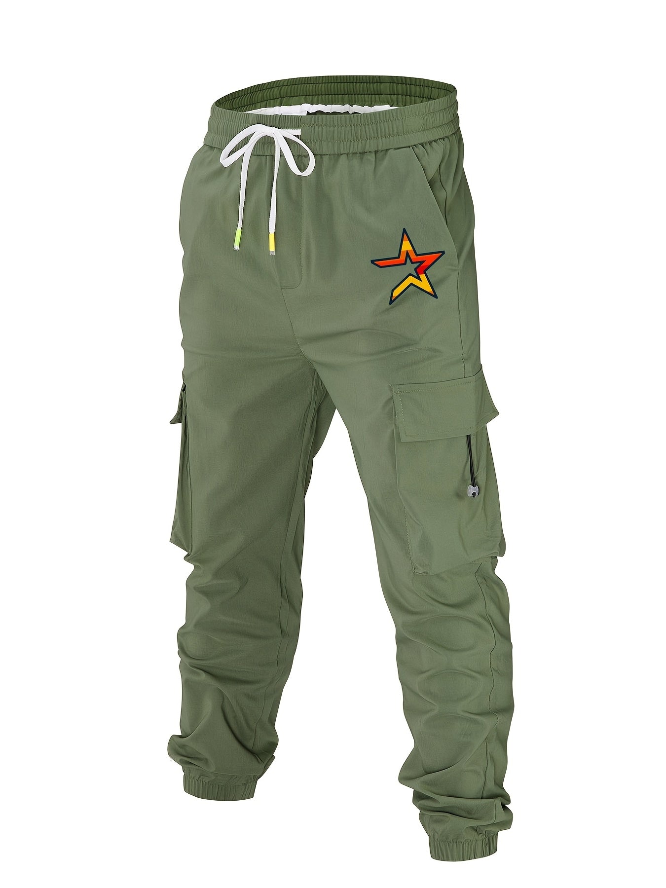 Skeleton Hand Holding Rose Print Cargo Pants