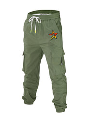 Skeleton Hand Holding Rose Print Cargo Pants