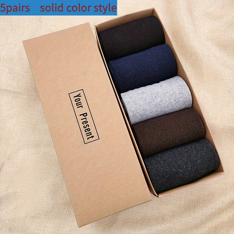 5 Pairs Men's Winter Warm Business Crew Socks