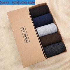 5 Pairs Men's Winter Warm Business Crew Socks