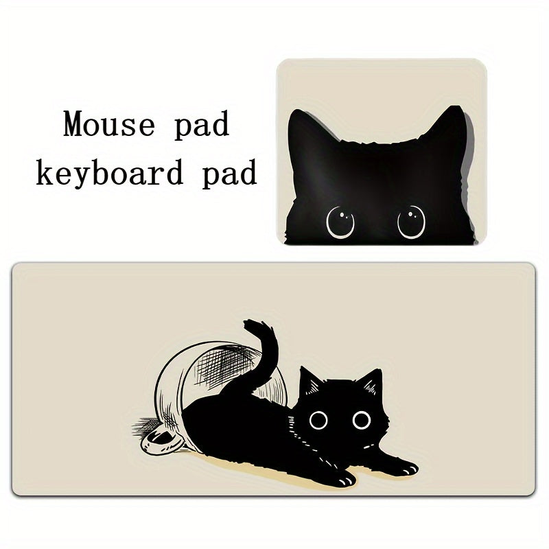 Cat Office Desk Pad Set Keyboard & Mouse Pad 2pcs