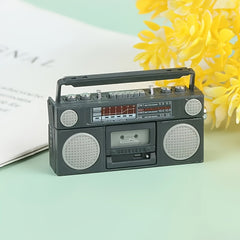 Mini Dollhouse Cassette Recorder Toy Gray Rubber with Accents 26cm H