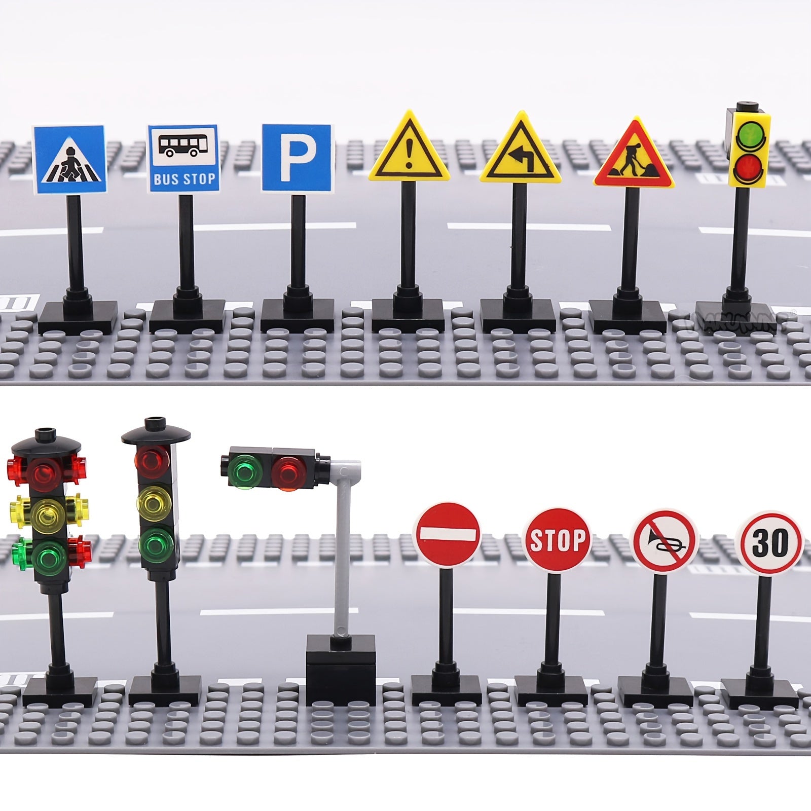 57pcs Traffic Building Bricks Set: Road Sign & Traffic Light Construction Kit
