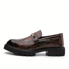 Men's Crocodile Embossed Pointed Toe Loafer Shoes