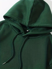 Solid Kangaroo Pocket Hoodie Casual Long Sleeve Drawstring Hoodies Sweatshirt