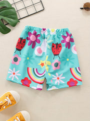 Toddler Girls Rainbow Flower Elastic Waist Sports Shorts Swim Trunks