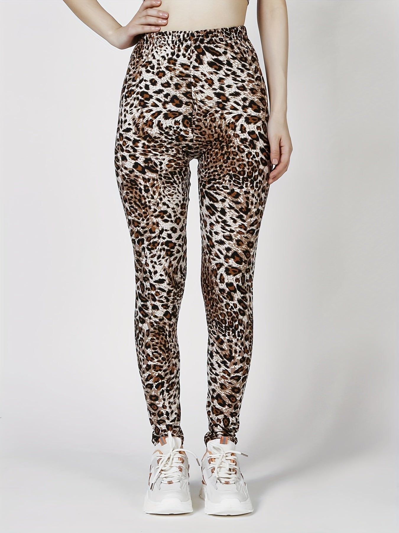 Leopard Print Skinny Leggings High Waist Casual Stretchy Leggings