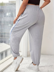 Sports Pants Stitching Tie Waist Stretch Running Yoga Joggers
