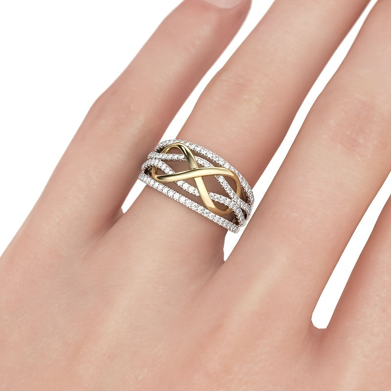 Two Tone Infinity Shape Engagement Wedding Ring