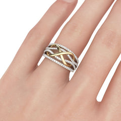 Two Tone Infinity Shape Engagement Wedding Ring