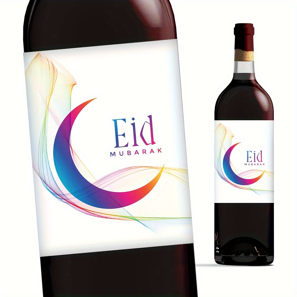 4pcs Ramadan Wine Bottle Stickers Eid Al Adha Mubarak Decorative Labels