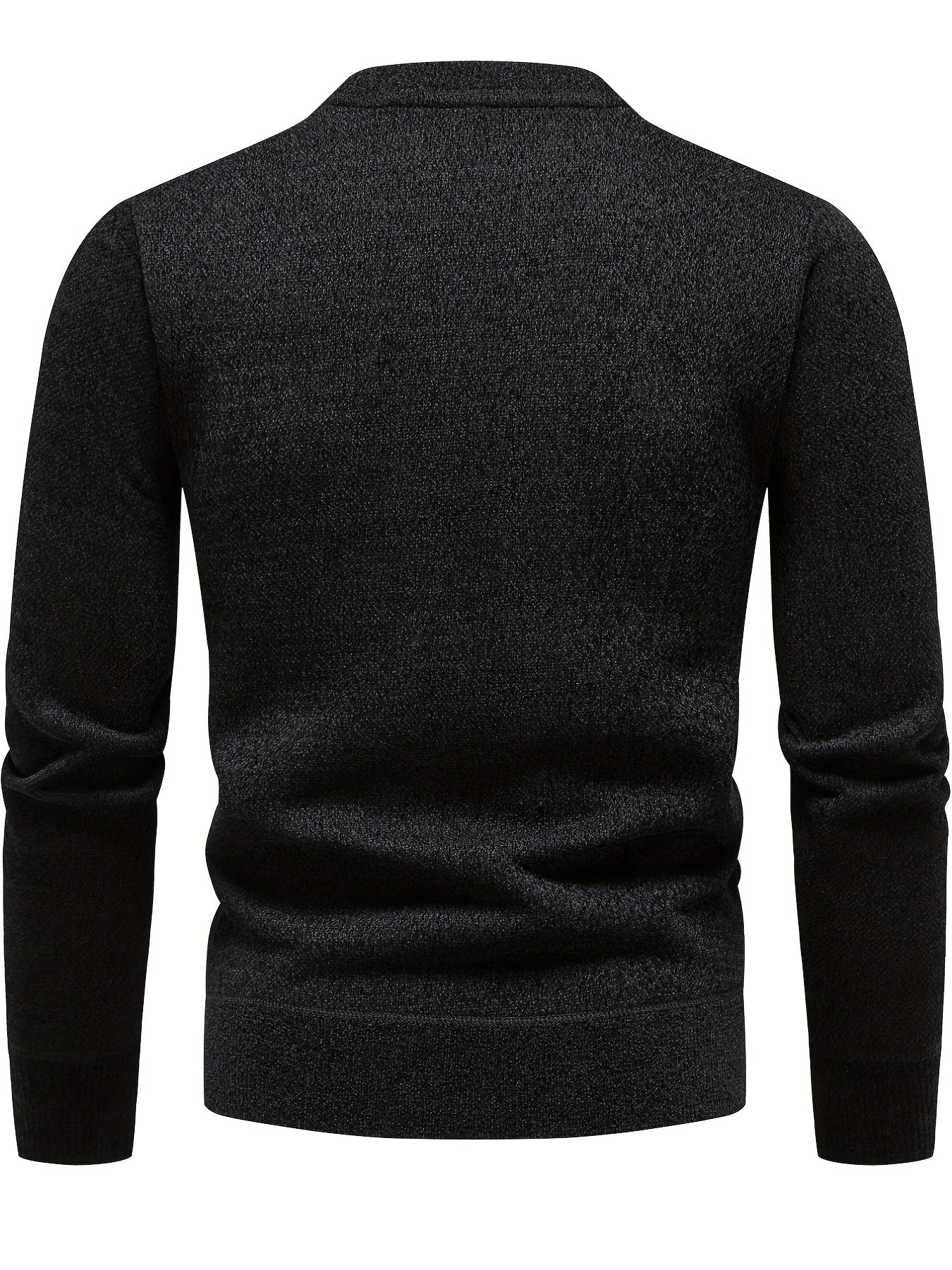 Knitted Solid Sweater Men's Crew Neck Pullover