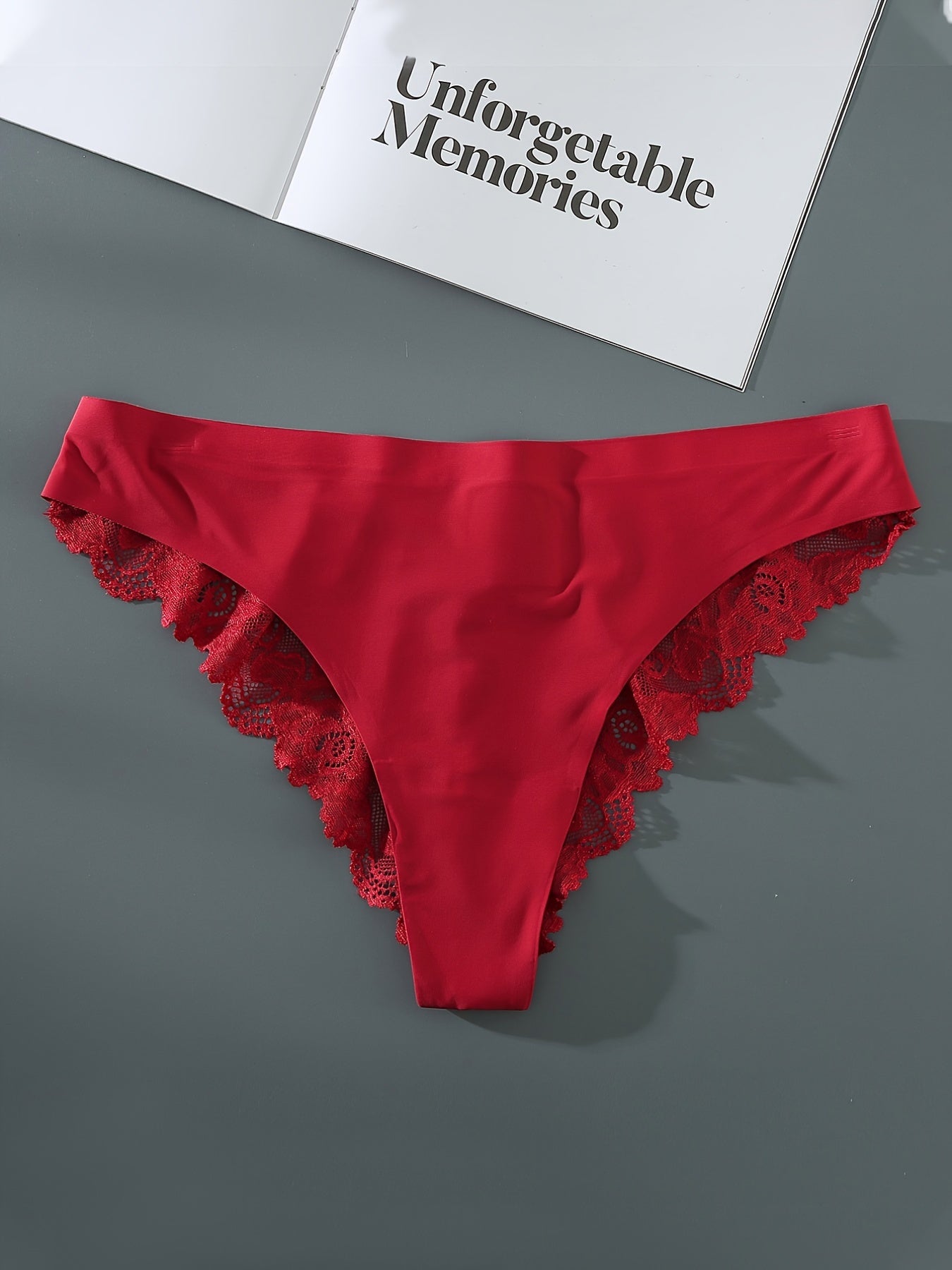 Solid Contrast Lace High Stretch Panties