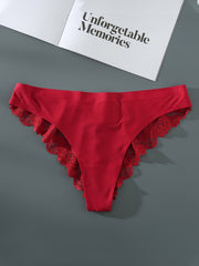 Solid Contrast Lace High Stretch Panties