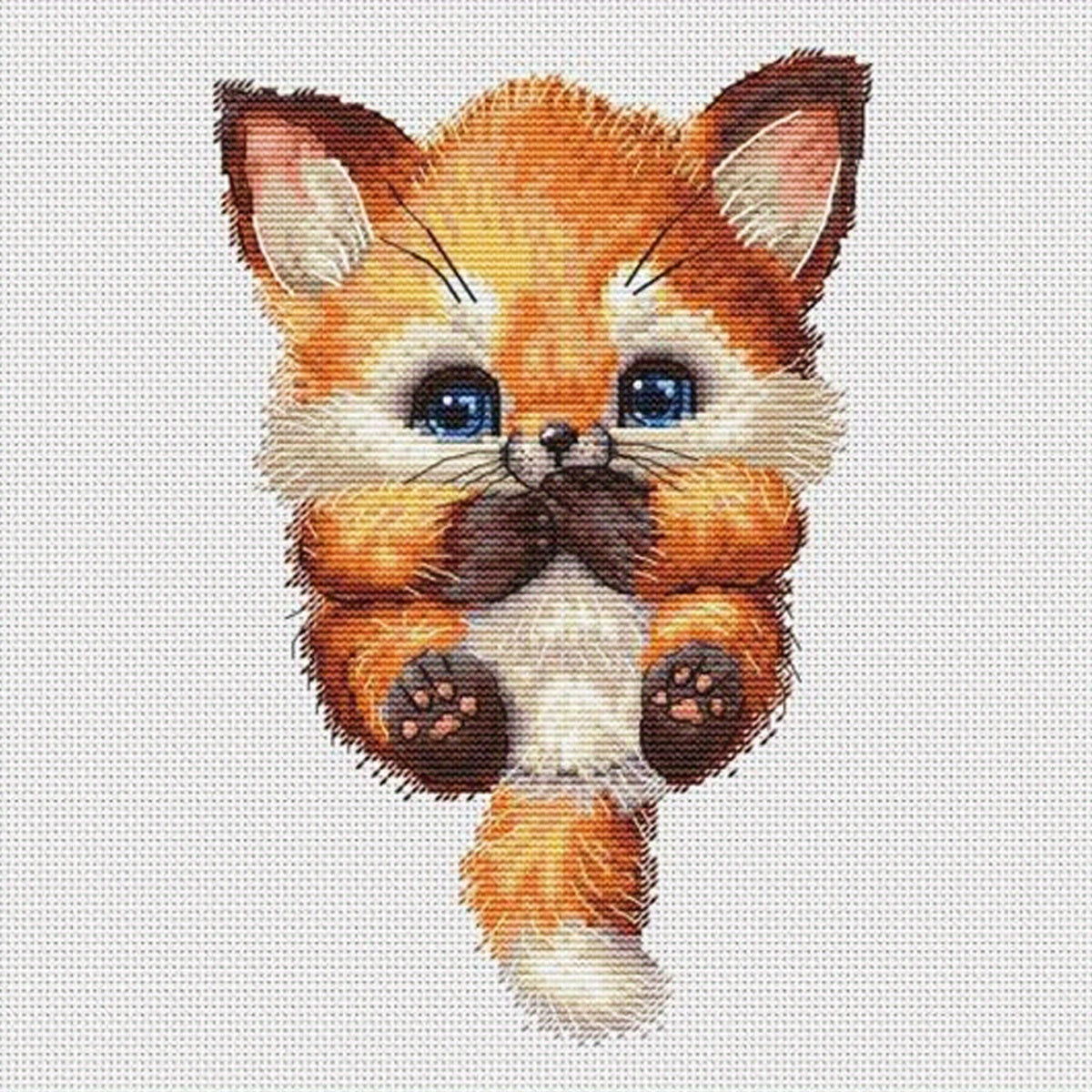 Cross Stitch Kit Fox Cub 14CT Unprinted Canvas