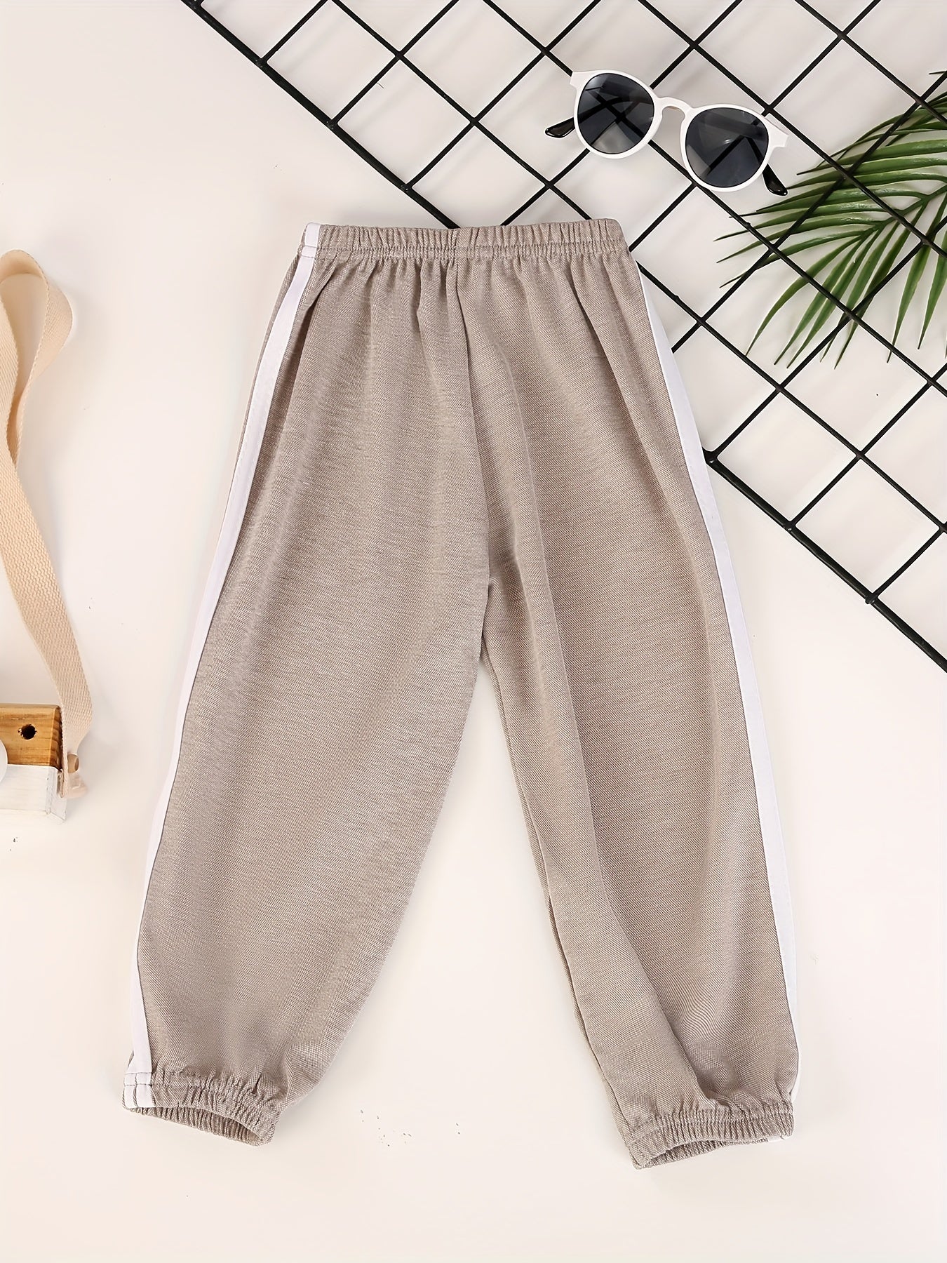 Boys Contrast Tape Sweatpants Thin Jogger Pants