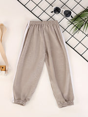 Boys Contrast Tape Sweatpants Thin Jogger Pants