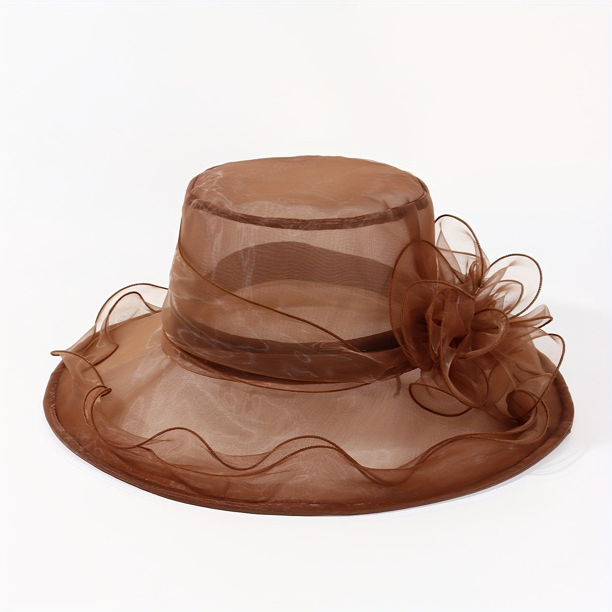 Wide Brim Organza Sun Hats Candy Mesh Breathable Bucket Hat Lightweight