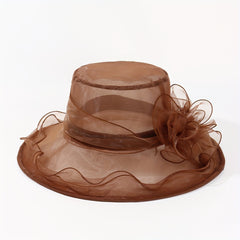 Wide Brim Organza Sun Hats Candy Mesh Breathable Bucket Hat Lightweight