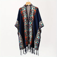Boho Knit Shawl Tassel Cardigan Retro Windproof Wraps Women