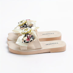 Hibobi Girls Floral Pattern Bowknot Open Toe Slippers
