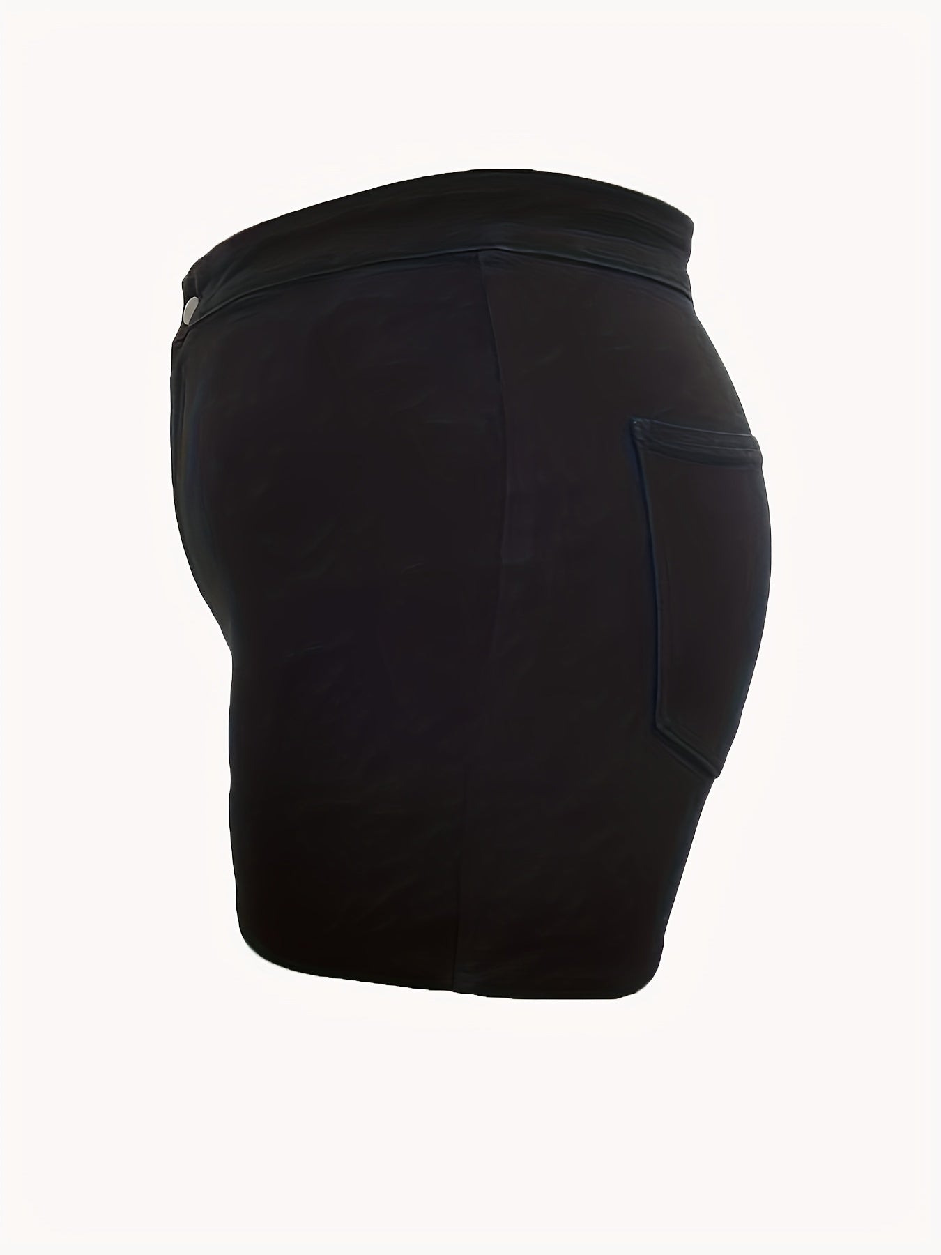 Plus Size Solid High Rise Stretch Denim Shorts