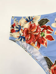 Floral Print Bandeau Bikini Set Tie Front Tube Top