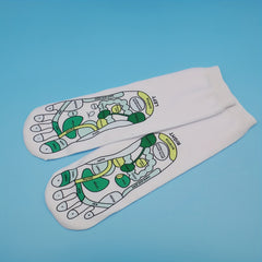 Acupoints Print Socks & Massage Stick Women's Stockings