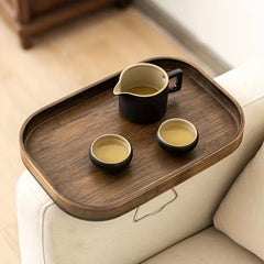 Bamboo Sofa Armrest Table Portable TV Tray Small Side Table