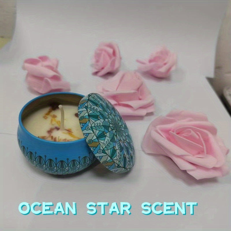 Bohemian Dried Flower Scented Candles Tin Can Fragrant for Bedrooms