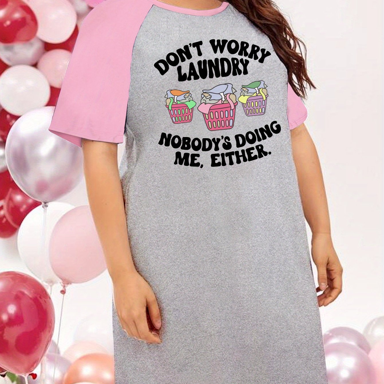 Funny Turtle Graphic Raglan Nightdress