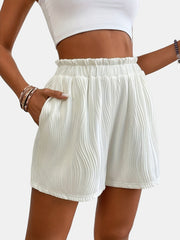 Wave Stripe Wide Leg Shorts Elastic Waist