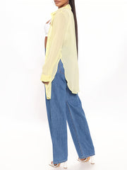 High Waist Wide Leg Denim Pants Women's Jeans