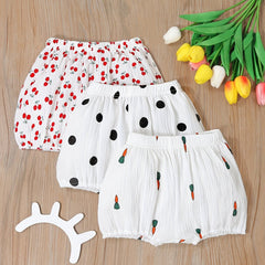 3pcs Print Baby Girl's Shorts Bread Pants Comfy Shorts
