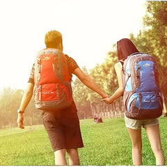60L Large Capacity Hiking Backpack Waterproof Sports Bag with Headphone Hole