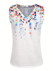 Women's Plus Floral Print V-Neck Tank Top