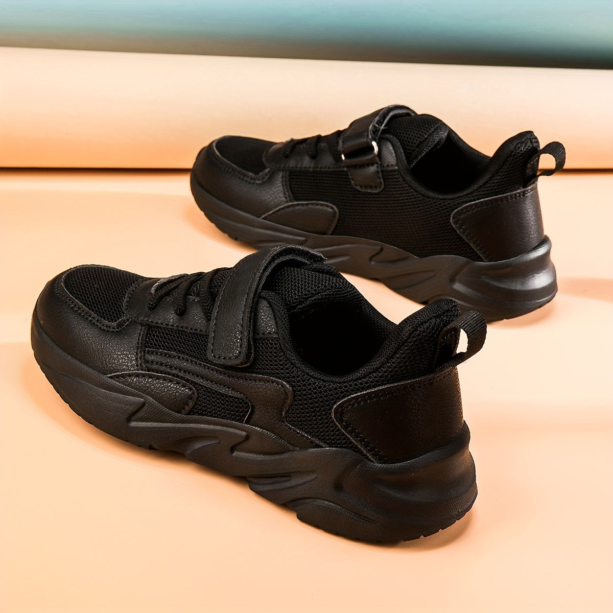 Boys Anti Skid Skate Shoes w/ Hook Loop Fastener & Breathable Mesh