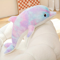 68in Colorful Dolphin Plush Toy Throw Pillow for Holiday Birthday Party
