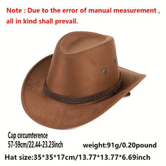 American Western Cowboy Hat Wide Brim Sun Hat Outdoor Riding Drawstring Hat