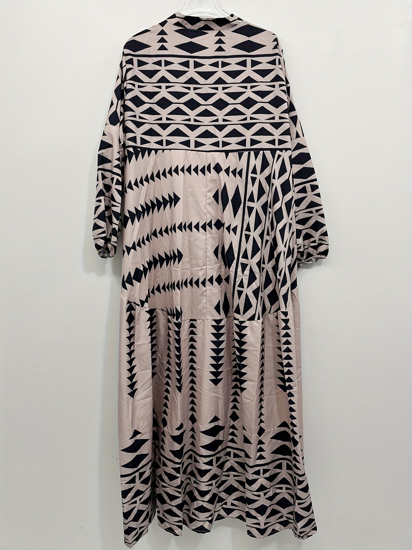 Geometric Print Button Up Maxi Dress