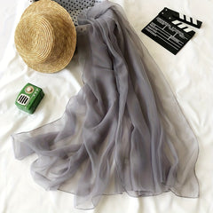 Gauze Scarf Thin Breathable Solid Shawl Casual Windproof Head Wrap
